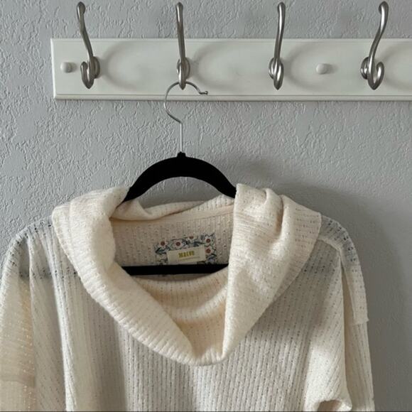 Anthropologie Maeve Addie Cream Cowl Neck Ruffled Hacci Pullover - Picture 4 of 8
